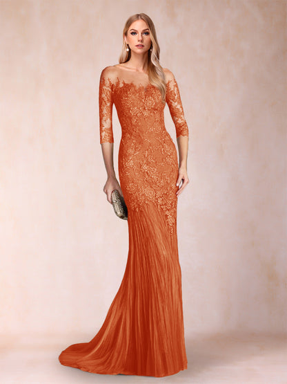 Trumpet/Mermaid Scoop 3/4 Sleeves Mother of the Bride Dresses with Applique