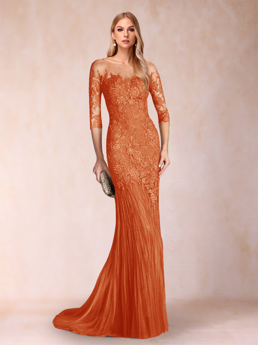 Trumpet/Mermaid Scoop 3/4 Sleeves Mother of the Bride Dresses with Applique