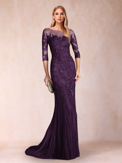 Trumpet/Mermaid Scoop 3/4 Sleeves Mother of the Bride Dresses with Applique