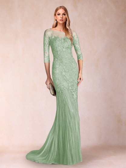 Trumpet/Mermaid Scoop 3/4 Sleeves Mother of the Bride Dresses with Applique