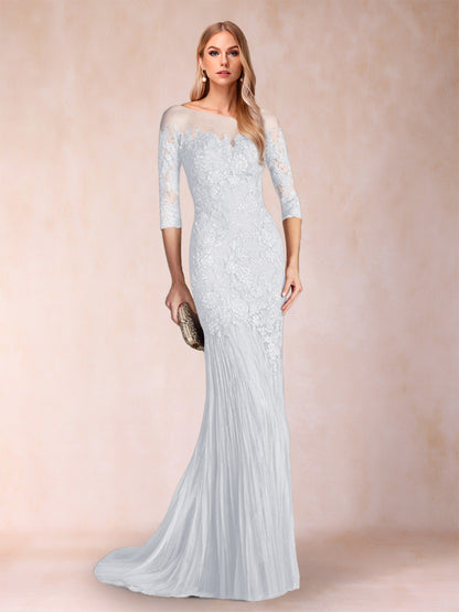 Trumpet/Mermaid Scoop 3/4 Sleeves Mother of the Bride Dresses with Applique