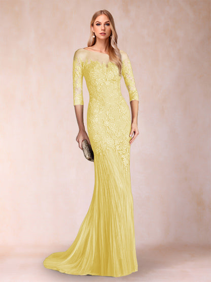 Trumpet/Mermaid Scoop 3/4 Sleeves Mother of the Bride Dresses with Applique
