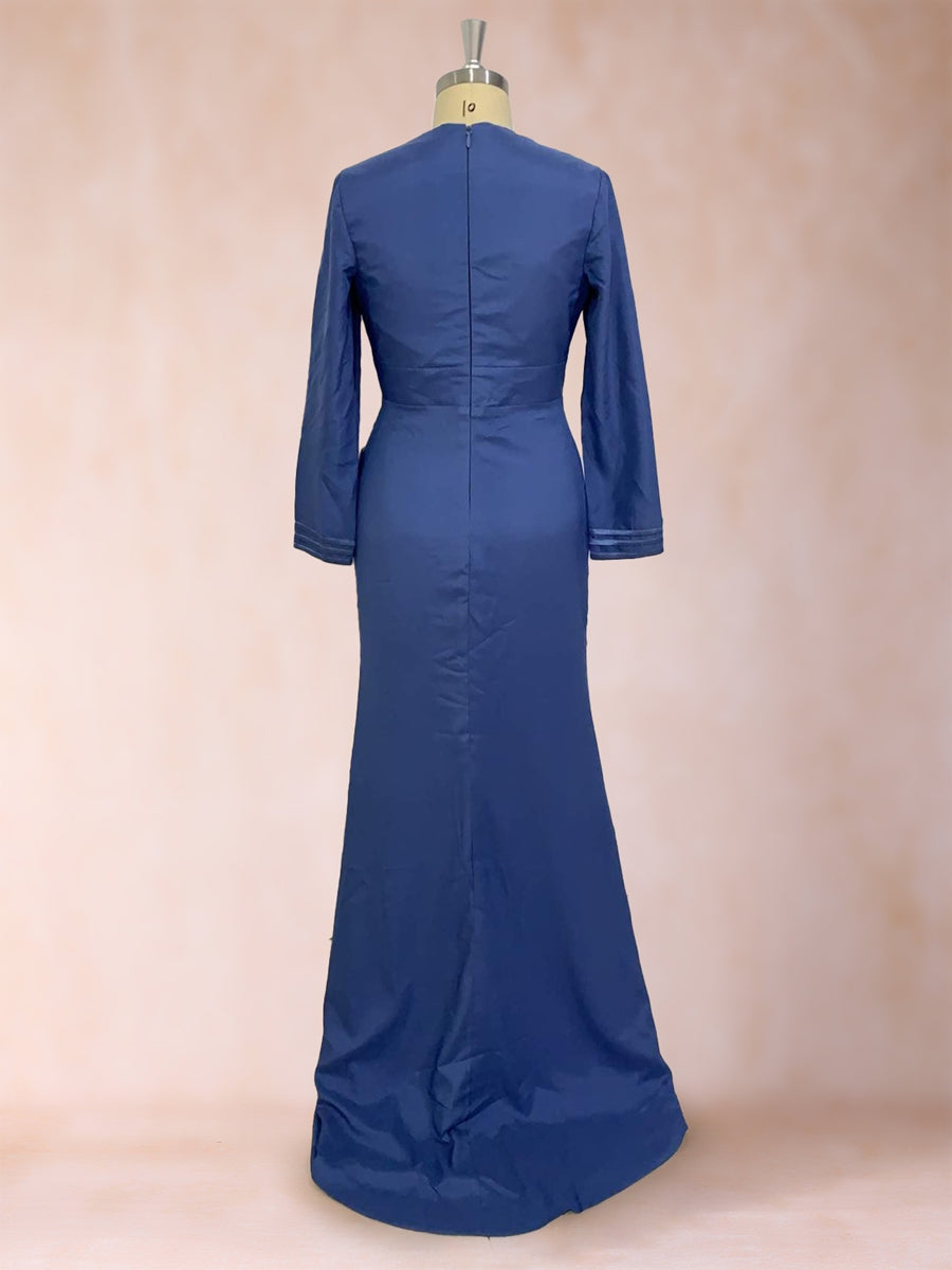 Trumpet/Mermaid V-Neck Long Sleeves Mother of the Bride Dresses with Ruffles