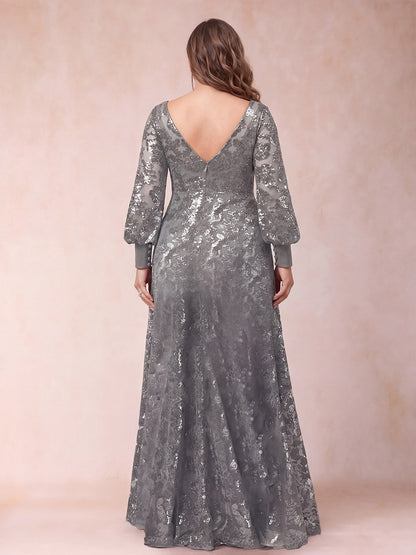 A-Line/Princess Scoop Long Sleeves Plus Size Mother of the Bride Dresses with Applique