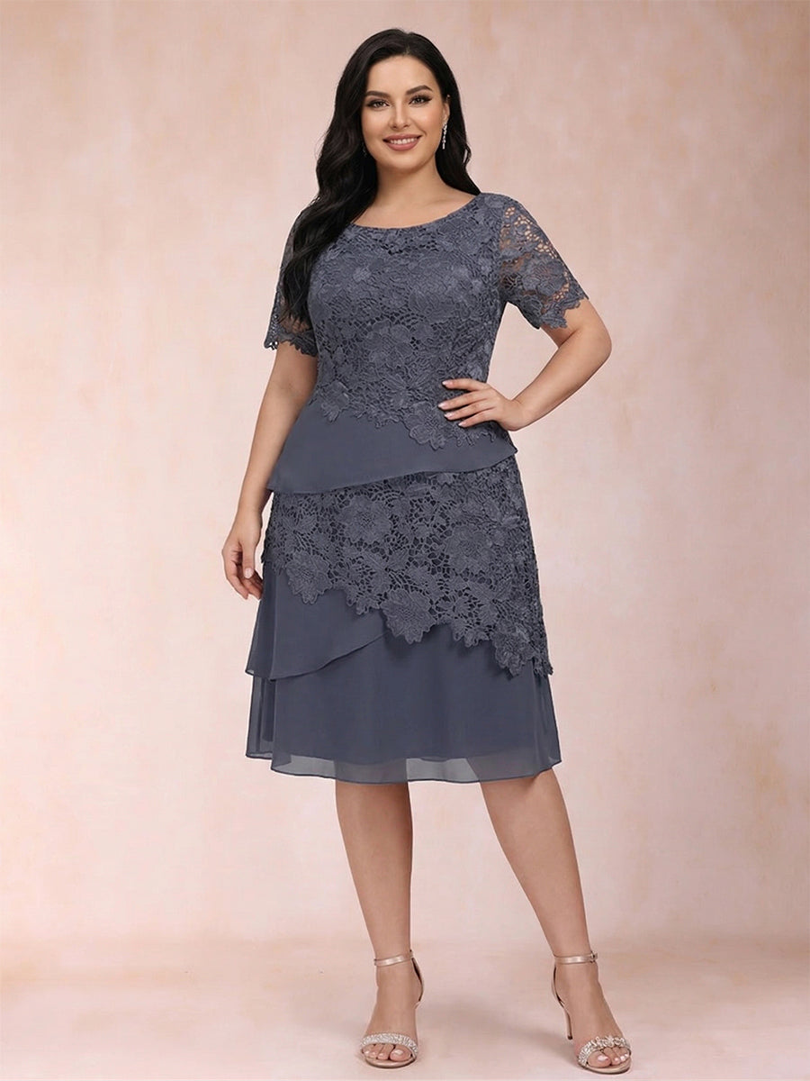 Sheath/Column Scoop Half Sleeves 2 Pieces Plus Size Mother of the Bride Dresses with Applique & Jacket