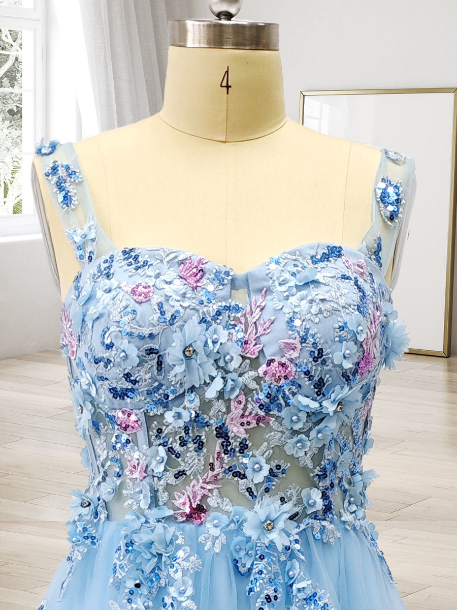 Ball Gown Off the Shoulder Short Sleeves Applique Prom Dresses