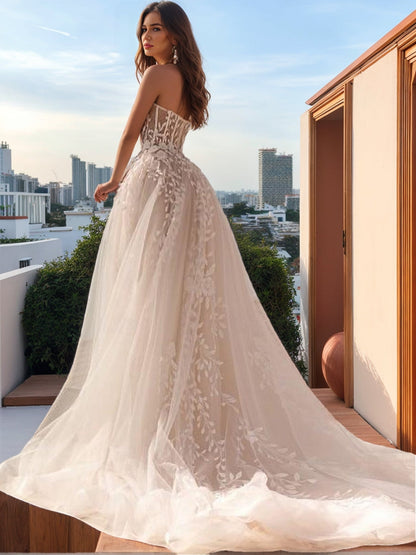 Ball Gown Strapless Sleeveless Appliques Wedding Dresses