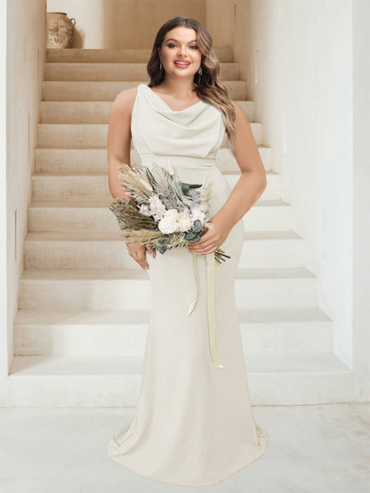 Trumpet/Mermaid Cowl Neck Sleeveless Ruched Plus Size Bridesmaid Dresses