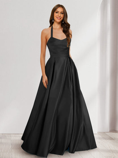 A-Line/Princess Halter Sleeveless Ruched Bridesmaid Dresses
