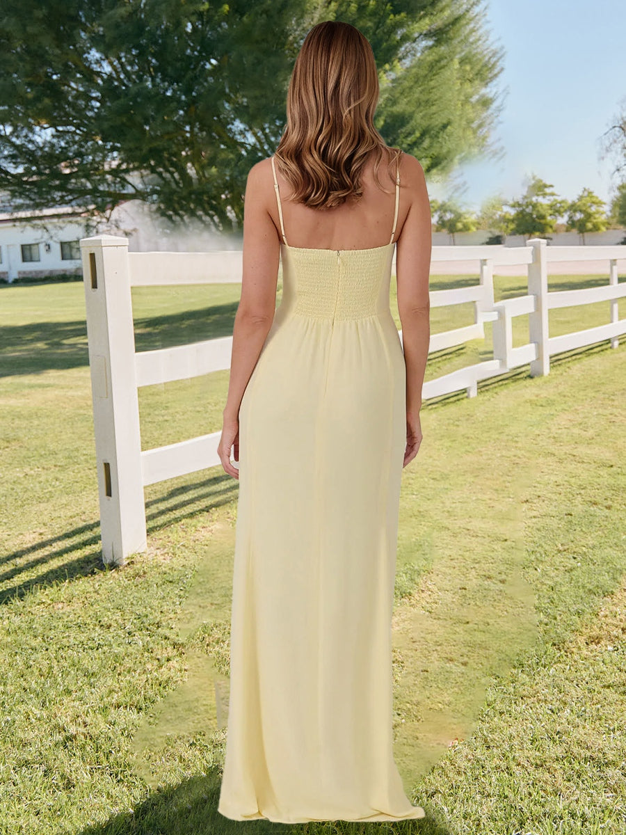 Sheath/Column Straps Sweetheart Pleated Floor-Length Bridesmaid Dresses