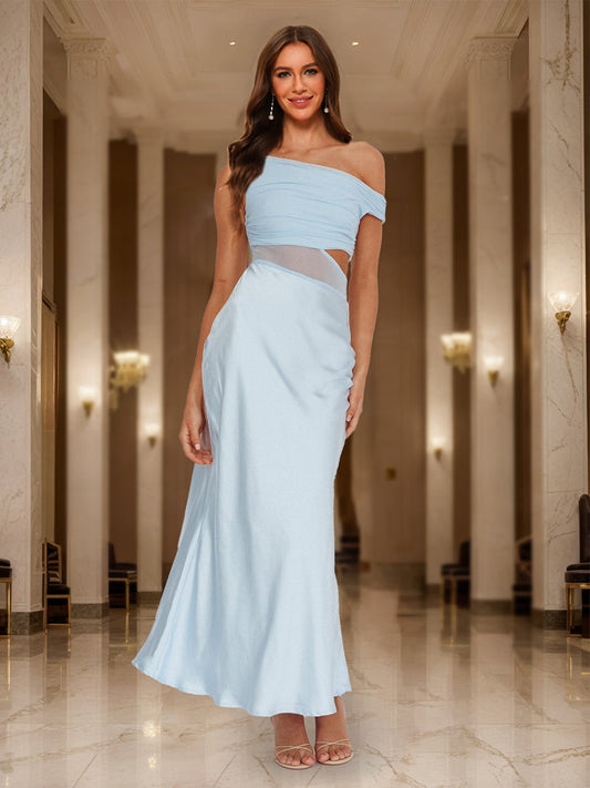 Trumpet/Mermaid Asymmetrical One-Shoulder Cutout Maxi Dress Long Prom Dresses