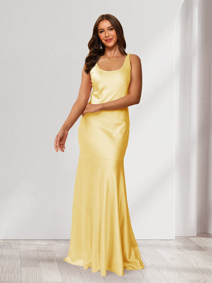 Trumpet/Mermaid Scoop Neck Floor-Length Elegant Bridesmaid Dresses