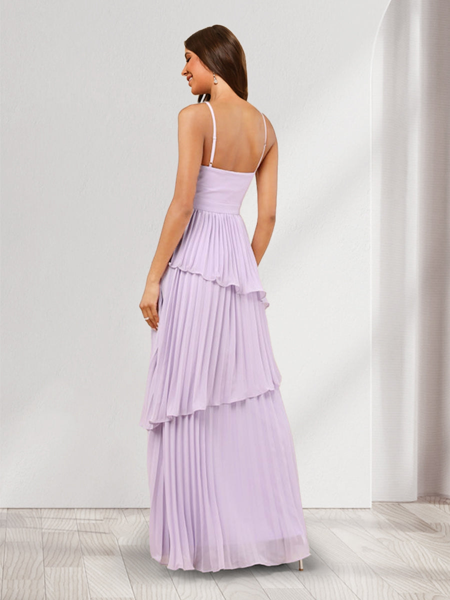 A-Line/Princess Spaghetti Straps Bridesmaid Dresses with Pleats & Ruffles