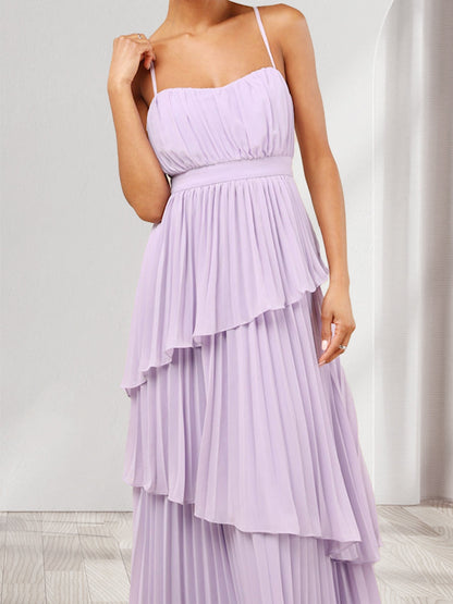 A-Line/Princess Spaghetti Straps Bridesmaid Dresses with Pleats & Ruffles