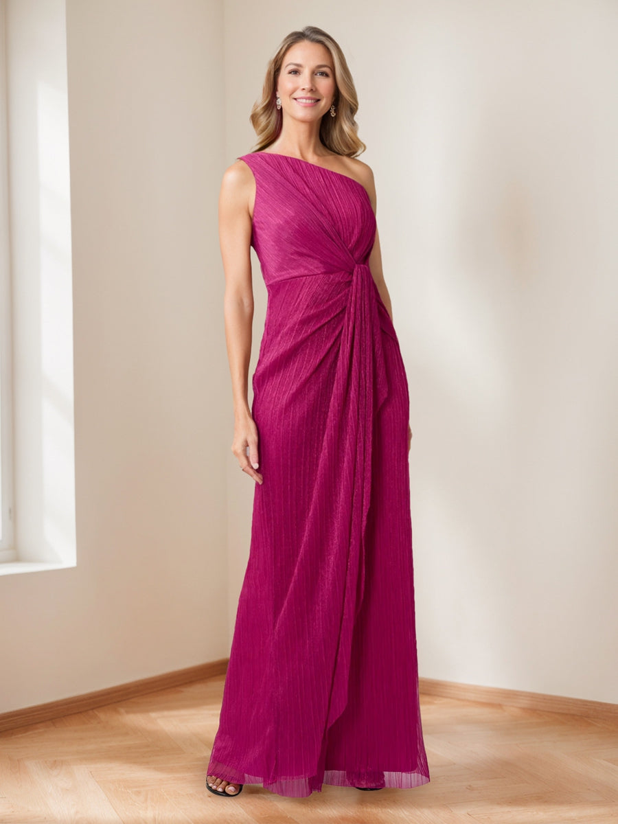 Sheath/Column Draped One Shoulder Ruched Mother of the Bride Dresses
