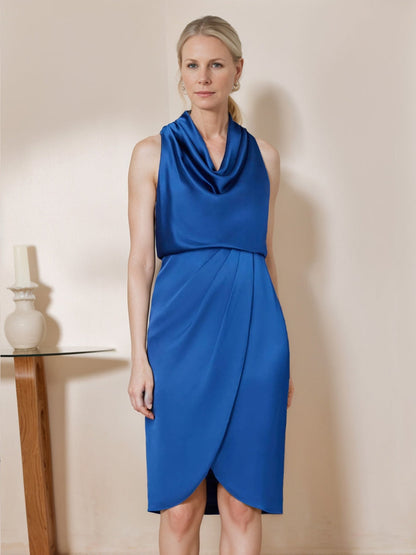 Sheath/Column Cowl Neck Knee-Length Ruched Mother of the Bride Dresses