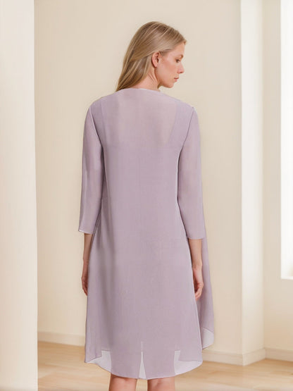 Sheath/Column Square Neck Ruched 2 Pieces Mother of the Bride Dresses with Jacket