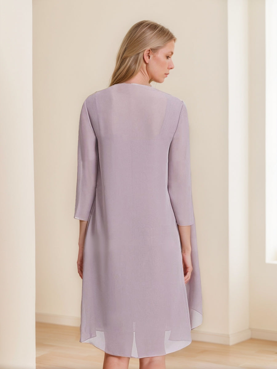 Sheath/Column Square Neck Ruched 2 Pieces Mother of the Bride Dresses with Jacket