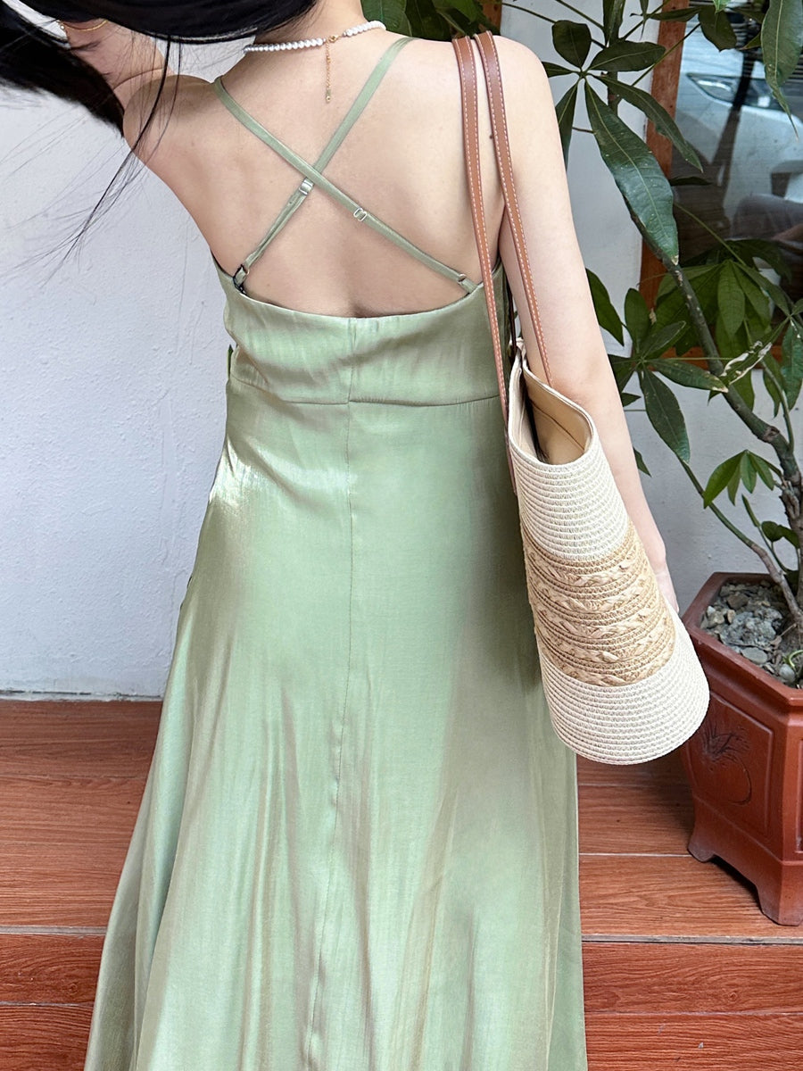 A-Line/Princess Chic Spaghetti Straps Floor-Length Ruched Maxi Dresses
