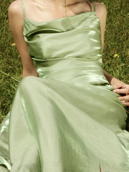 A-Line/Princess Chic Spaghetti Straps Floor-Length Ruched Maxi Dresses