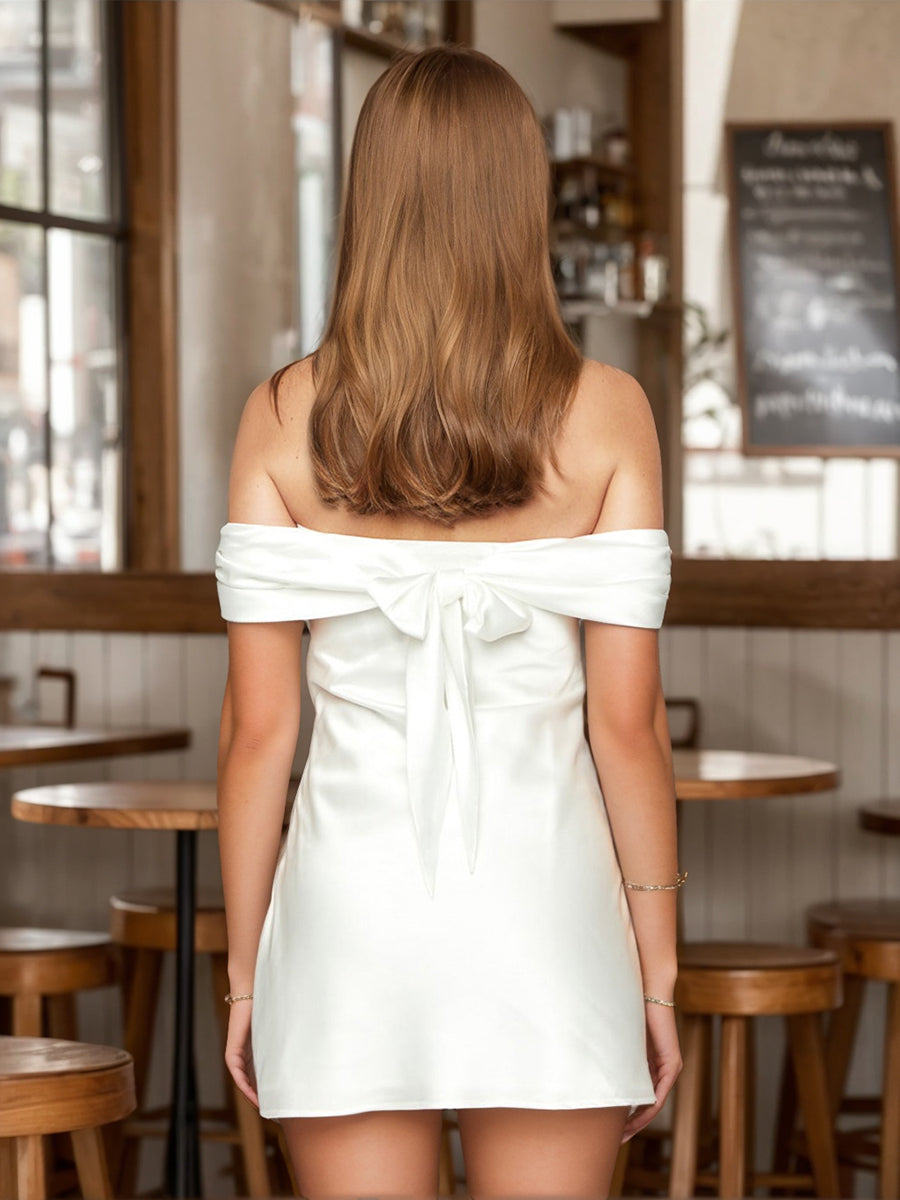A-Line/Princess Off-the-Shoulder Short/Mini Elegant Cocktail Dresses with Bow