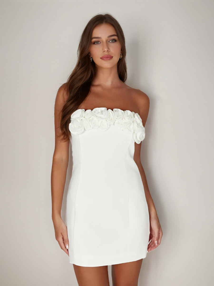 Sheath/Column Strapless Rose Mini Dresses Short Cocktail Dresses