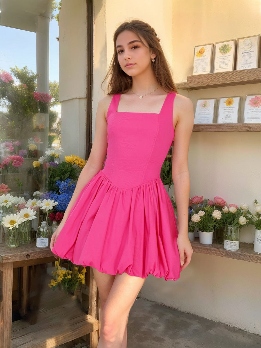 A-Line/Princess Square Neck Sleeveless Short Pleated Cocktail Dresses