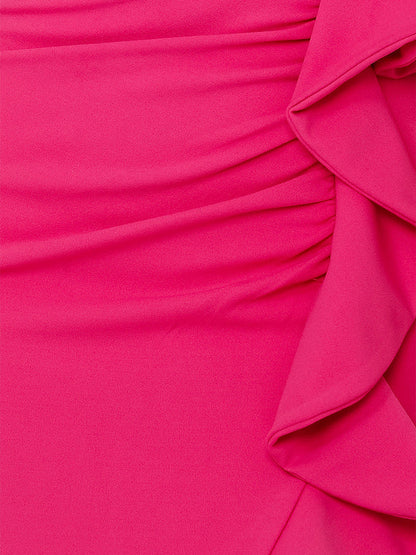 Sheath/Column One-Shoulder Sleeveless Short Classic Cocktail Dresses with Ruffles