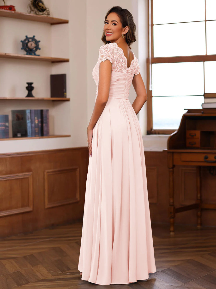 A-Line/Princess Sweetheart Short Sleeves Mother of the Bride Dresses with Appliques & Ruffles