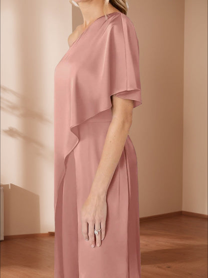 Jumpsuit One-Shoulder Half Sleeves Mother of the Bride Pantsuits