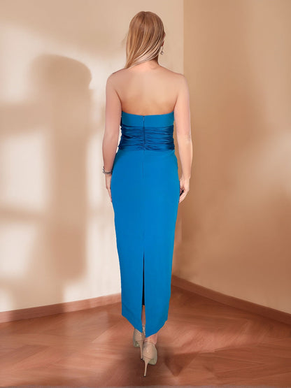 Sheath/Column Strapless Ankle Length Mother of the Bride Dresses with Bow