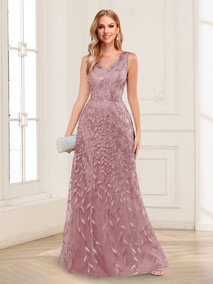 A-Line/Princess V-Neck Floor-Length Mother of the Bride Dresses with Appliques