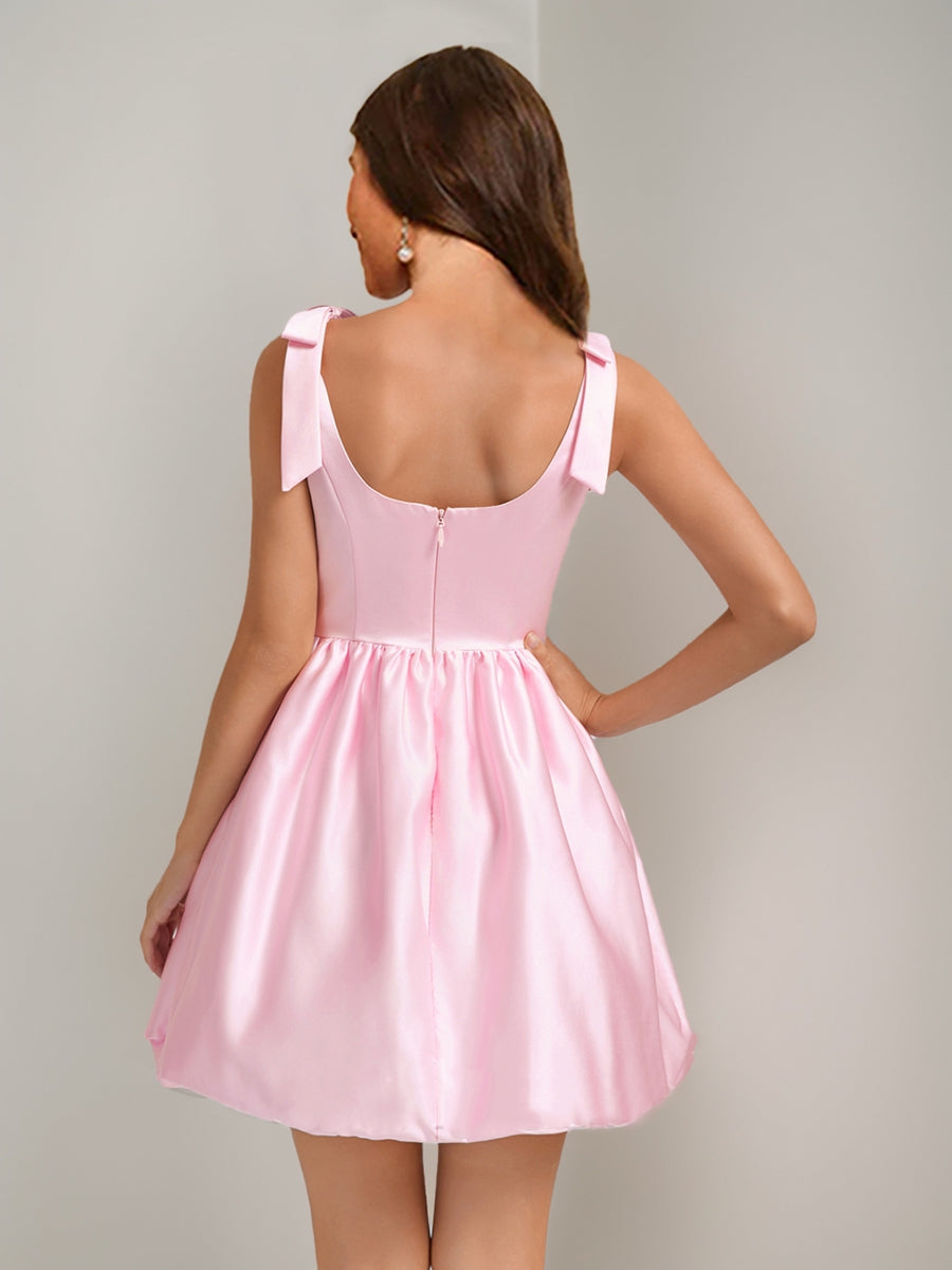 A-Line/Princess Square Sleeveless Short Cocktail Dresses with Bow