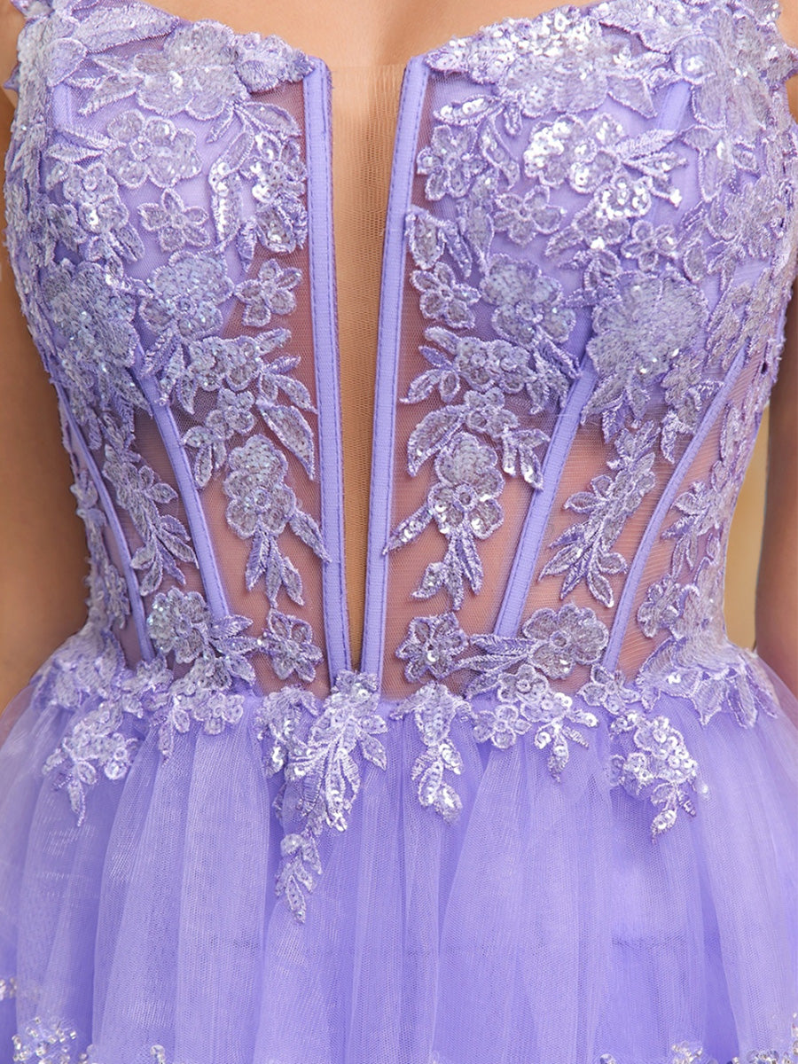 A-Line/Princess Spaghetti Straps Short/Mini Stylish Cocktail Dresses with Sequins & Ruffles