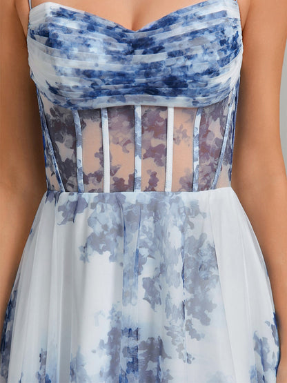 A-Line/Princess Sweetheart Printed Floral Short/Mini Cocktail Dresses