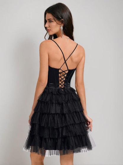 A-Line/Princess Sweetheart Pleated Tulle Short Cocktail Dresses