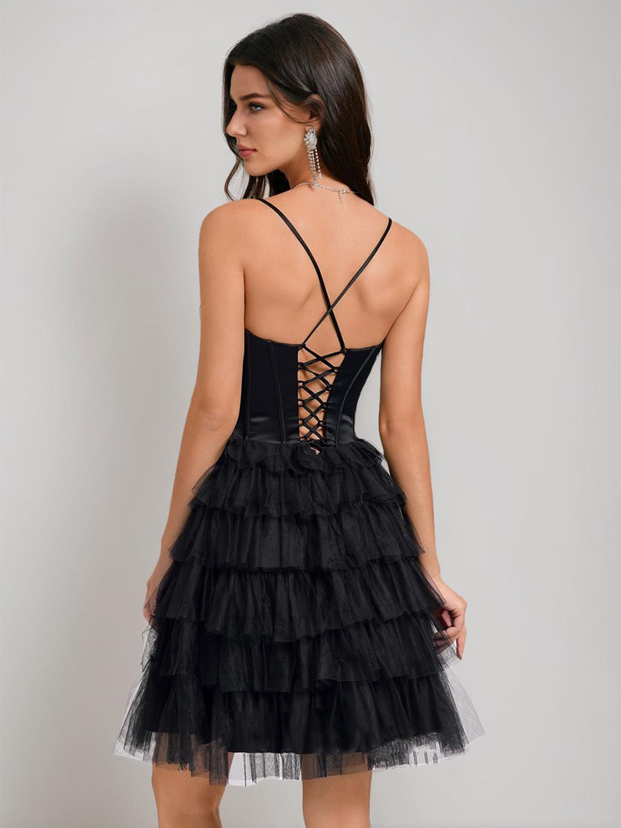 A-Line/Princess Sweetheart Pleated Tulle Short Cocktail Dresses