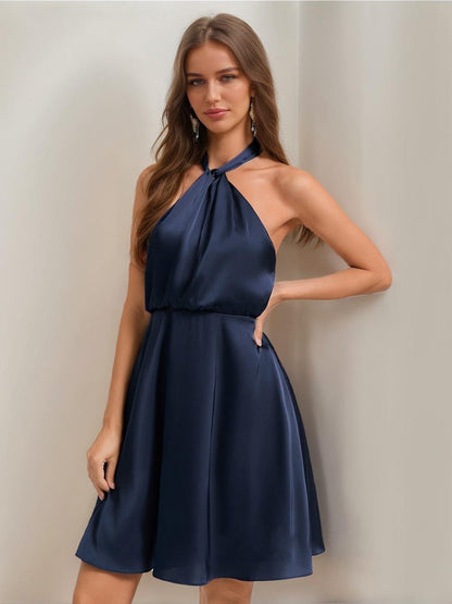 A-Line/Princess Halter Mini Dresses Short Cocktail Dresses