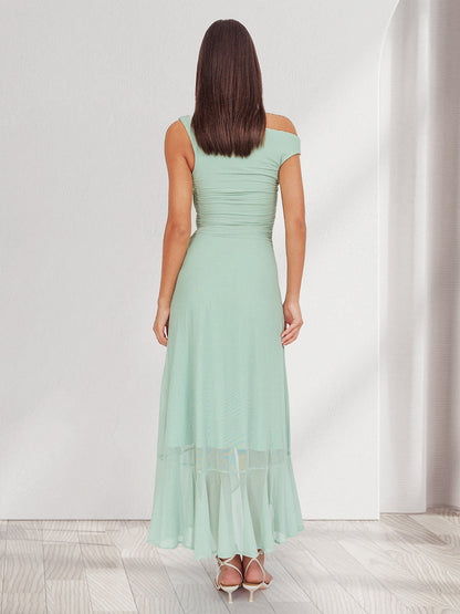 Trumpet/Mermaid Off-the-Shoulder Wedding Guest Dresses with Ruffles & Split Side