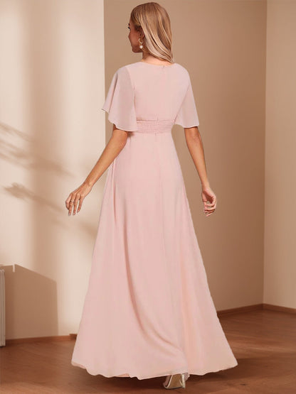 A-Line/Princess Scoop Short Sleeves Floor-Length Mother of the Bride Dresses with Appliques