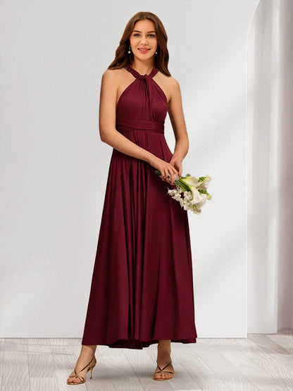 Satin A-Line/Princess Convertible Infinity Long Bridesmaid Dresses