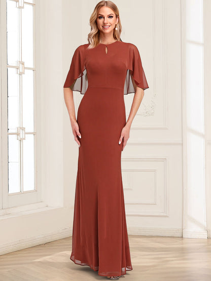 Trumpet/Mermaid Scoop Short Sleeves Floor-Length Mother of the Bride Dresses