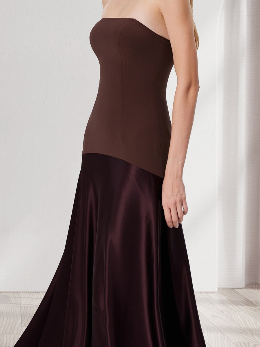 Trumpet/Mermaid Strapless Sleeveless Floor-Length Bridesmaid Dresses