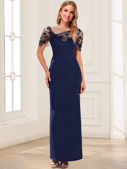 Satin Sheath/Column Asymmetrical Sleeveless Mother of the Bride Dresses With 3D Floral