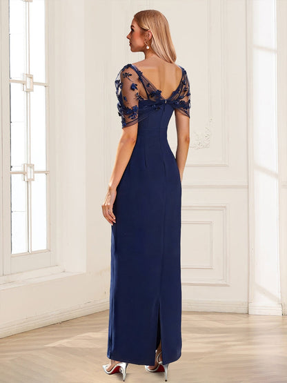 Satin Sheath/Column Asymmetrical Sleeveless Mother of the Bride Dresses With 3D Floral