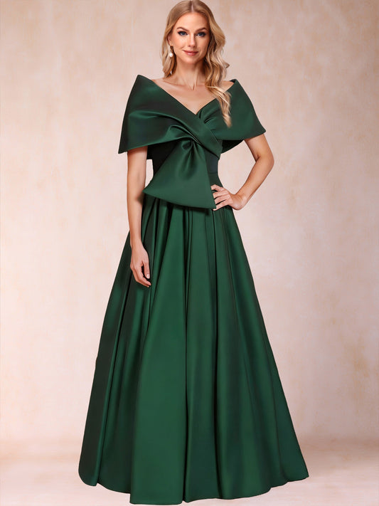 A-Line/Princess Off-The-Shoulder Sleeveless Ruched Mother of the Bride Dresses With Bow(s)