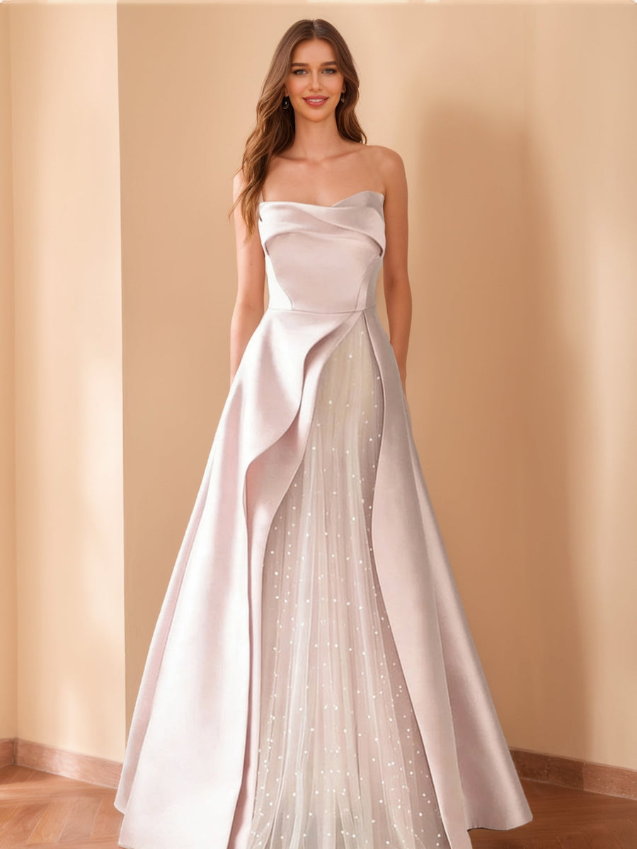 A-Line/Princess Strapless Floor-Length Formal Dresses