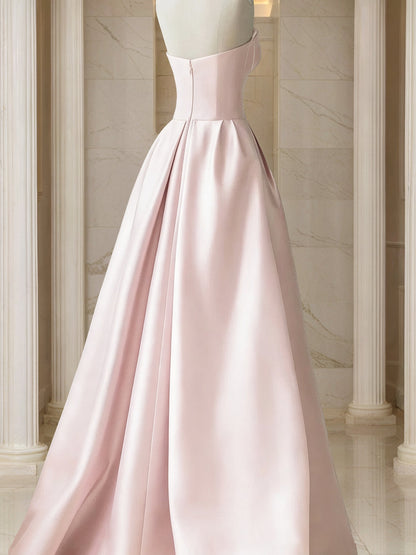 A-Line/Princess Strapless Floor-Length Formal Dresses