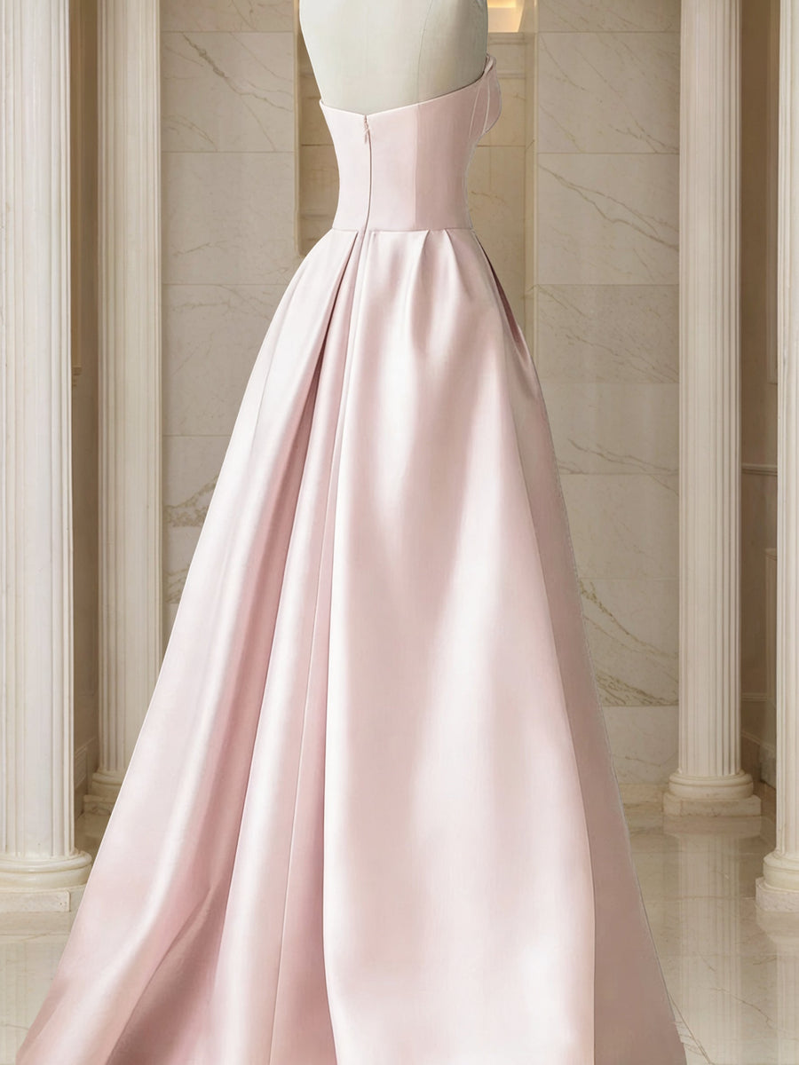 A-Line/Princess Strapless Floor-Length Formal Dresses
