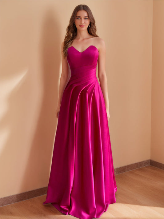 A-Line/Princess Sweetheart Floor-Length Formal Dresses With Pleats
